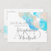 水色バタフライ海ショア日付を保存 案内ポストカード (正面/裏面)