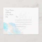 水色バタフライ海ショア日付を保存 案内ポストカード (裏面)