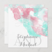 水色バタフライ鋳造赤面結婚ズ 招待状 (正面/裏面)