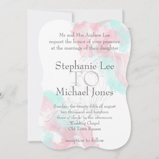 水色バタフライ鋳造赤面結婚ズ 招待状 (裏面)