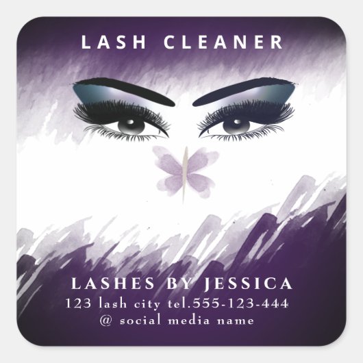 水色バタフライ魅力的ラッシュクリーナー スクエアシール (正面)