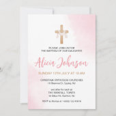 水色バプティスピンクベビーガール 招待状 (正面)