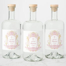 水色バラクレスト洗礼酒ラベル リキュールボトルラベル