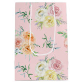 水色バラ80誕生日中抱き枕 ミディアムペーパーバッグ (裏面)