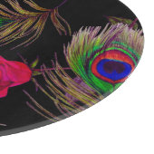 水色バラ、孔雀の羽、装飾。 カッティングボード (角)