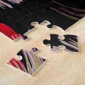 水色バラ、孔雀の羽、装飾。 ジグソーパズル (側面)