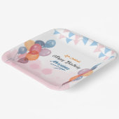 水色バルーンガールバースデーパーティー紙プレート ペーパープレート (傾斜あり)