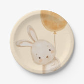 水色バルーンバニーベビーシャワー紙プレート ペーパープレート (正面)