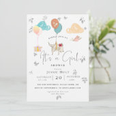 水色バルーンパピーベビーガールシャワー 招待状 (スタンド正面)