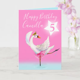 水色バレエパーソナライズされたス白鳥6歳の誕生日 カード
