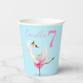 水色バレエパーソナライズされたス白鳥7歳 紙コップ (正面)