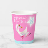水色バレエ白鳥の娘8歳の誕生日 紙コップ (裏面)