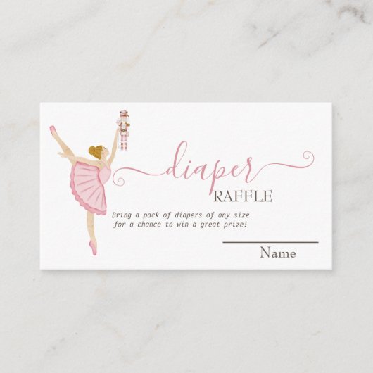 水色バレリーナくるみ割りピンクベビーシャワー エンクロージャーカード (正面)