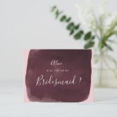 水色バーガンディ洗浄ブライドメイド招待状 ポストカード (スタンド正面)