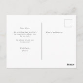 水色バーガンディ洗浄ブライドメイド招待状 ポストカード (裏面)