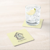 水色バードハウス卵ネストイースター スクエアペーパーコースター (インサイチュ)