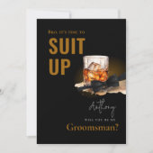 水色バーボンブラックタキシードスーツアップグロムスマン 招待状 (正面)