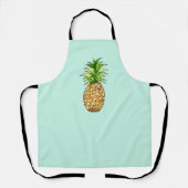 水色パイナップルスケッチ エプロン (正面)