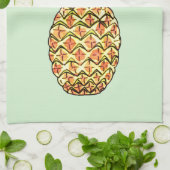 水色パイナップルスケッチ キッチンタオル (折り畳み)