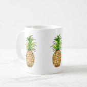 水色パイナップルスケッチ コーヒーマグカップ (正面左)