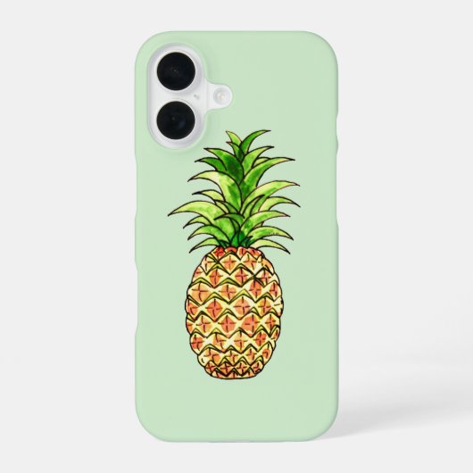 水色パイナップルスケッチ iPhone 16ケース (裏面)
