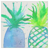 水色パイナップル果実模様 ファブリック (クローズアップ)