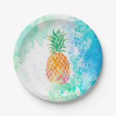 水色パイナップル ペーパープレート (正面)