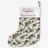 水色パインコーン植物性スクリプトクリスマス スモールクリスマスストッキング (裏面)
