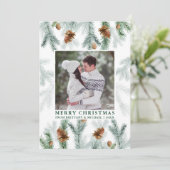 水色パインコーン緑カップル写真緑 シーズンカード (スタンド正面)