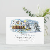 水色パインツリーシックなクリスマスホリデーブランチ 招待状 (スタンド正面)