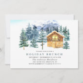 水色パインツリーシックなクリスマスホリデーブランチ 招待状 (正面)