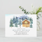 水色パインツリーシックなクリスマスホリデーブランチ 招待状 (スタンド正面)