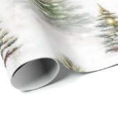 水色パインツリーセージ緑のクリスマス ラッピングペーパー (ロールコーナー)