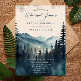 水色パインツリーマウンテンリハーサルディナー 招待状