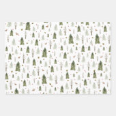 水色パインツリーレッドグリーンストライプクリスマス ラッピングペーパーシート (正面)