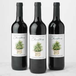 水色パインツリー書道インクホリデイ ワインラベル