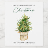 水色パインツリー書道インクホリデイ ワインラベル (シングルラベル)