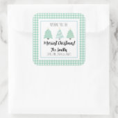 水色パステルツリークリスマスファミリーギフトラベル スクエアシール (バッグ)