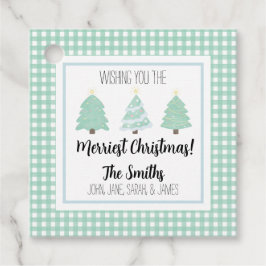 水色パステルツリークリスマスファミリーギフトラベル フェイバータグ