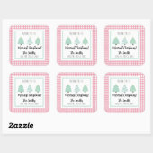 水色パステルツリーファミリークリスマスギフトラベル スクエアシール (シート)