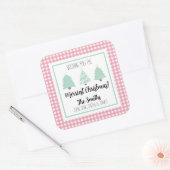 水色パステルツリーファミリークリスマスギフトラベル スクエアシール (封筒)