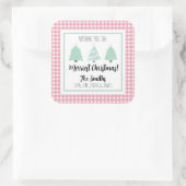 水色パステルツリーファミリークリスマスギフトラベル スクエアシール (バッグ)