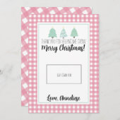 水色パステルツリー先生クリスマスギフトカード サンキューカード (正面/裏面)