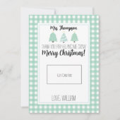 水色パステルツリー先生クリスマスギフトカード サンキューカード (正面)