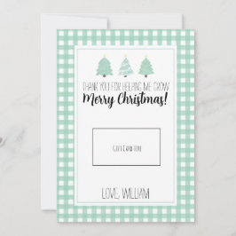 水色パステルツリー先生クリスマスギフトカード サンキューカード