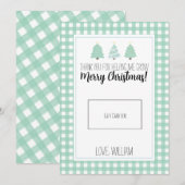 水色パステルツリー先生クリスマスギフトカード サンキューカード (正面/裏面)