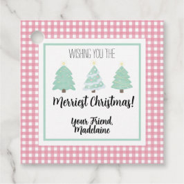 水色パステルツリー先生クリスマスギフトカード フェイバータグ