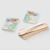 水色パーソナライズされたの蝶と赤バラ ハンドファン (組立なし)