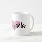 水色パーソナライズされたハートマグ コーヒーマグカップ (正面右)