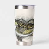 水色パーソナライズされたバスフィッシュ 保温保冷タンブラー (左面)